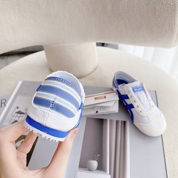 Onitsuka Tiger by Asics White and Blue Canvas Sneakers - Picture 7 of 9